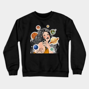 Space Girl Planets Crewneck Sweatshirt